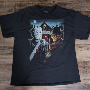 Vintage Freddy VS Jason Nightmare on Elm Street Horror T-shirt Size XL In Black